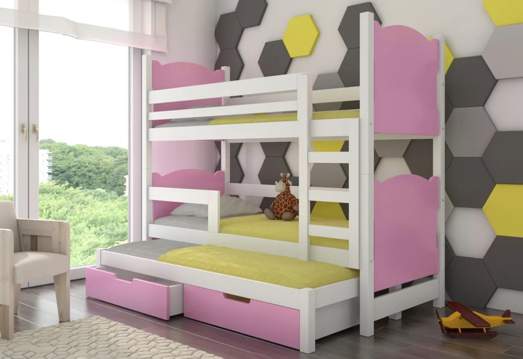 Supermobel Pat supraetajat pentru copii LETICIA, 180x75, alb