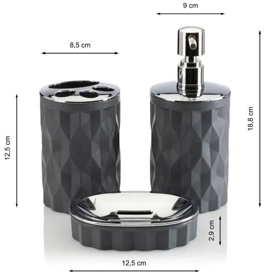 Set de baie REINA 5 buc. antracit/crom