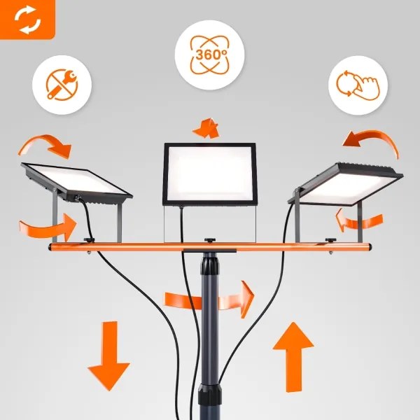 Proiector LED cu stativ 3xLED/100W/230V 4500K IP65 negru/portocaliu