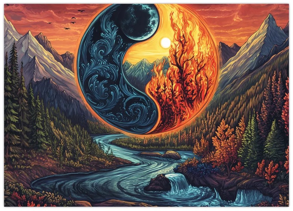 Tablou pe sticlă - Elementele (70x50 cm)