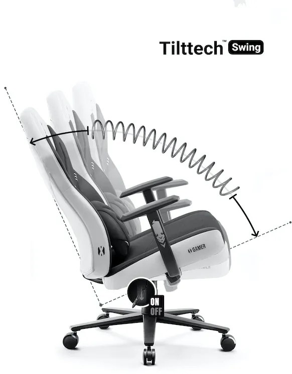 Scaun De Gaming Din Material Diablo X-Gamer: SNOW WHITE Diablochairs