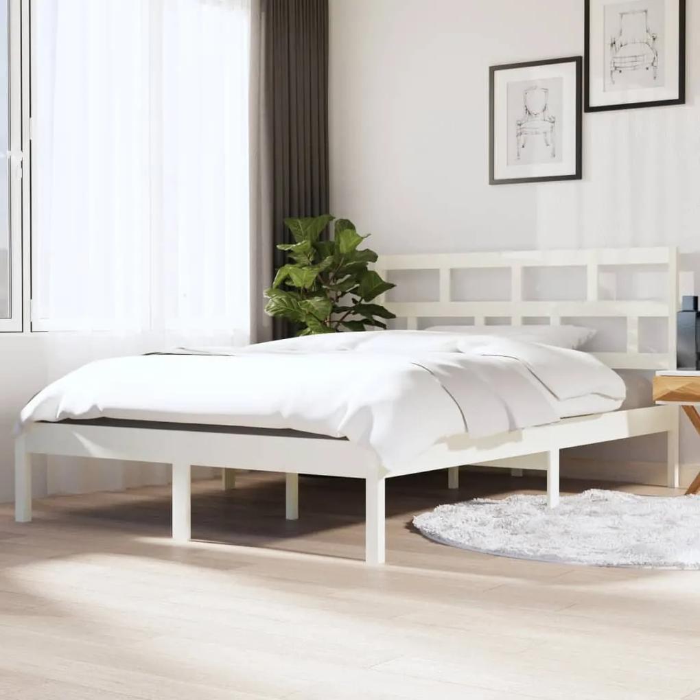 3101199 vidaXL Cadru de pat, alb, 140x190 cm, lemn masiv de pin