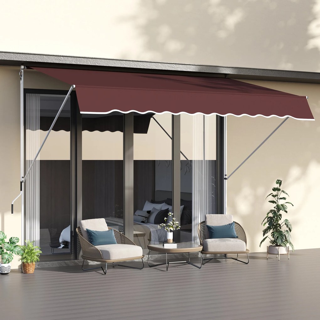 Outsunny Store banne Manual retractabil 3L x 1,5l m Auvent Telescopique fara Gatire Inclinatie si Inaltime reglabila Instalare Rapida metal alu Poliester Anti-UV bordo | Aosom Romania