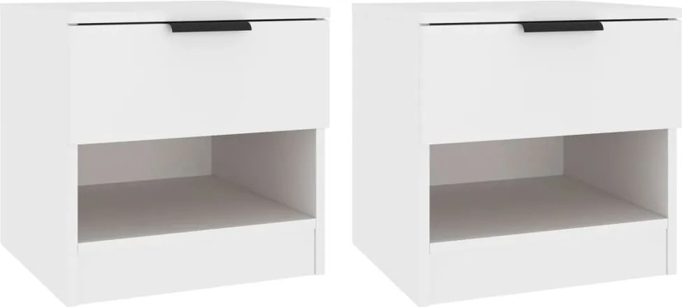 vidaXL Noptiere, 2 buc., alb, lemn prelucrat