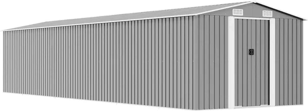 vidaXL Șopron de grădină, gri, 257x990x181 cm, oțel galvanizat