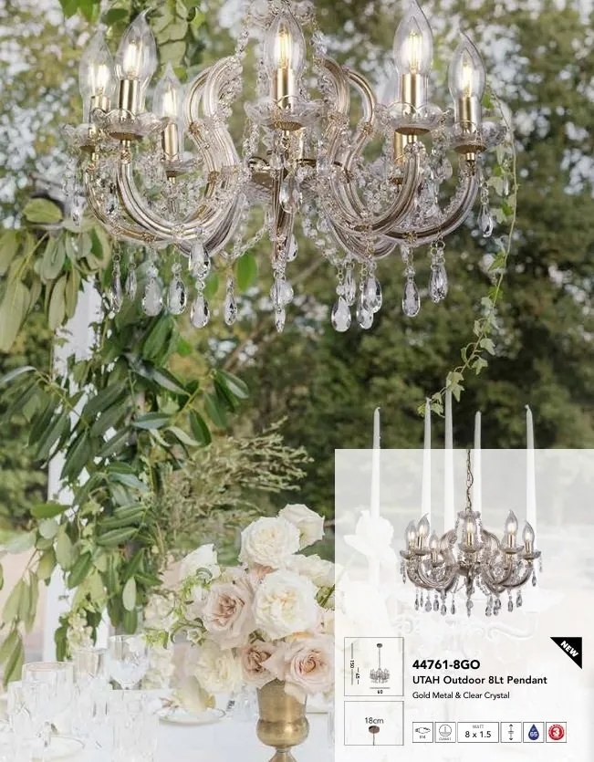 Candelabru, Lustra cu 8 brate cu protectie IP65 Utah