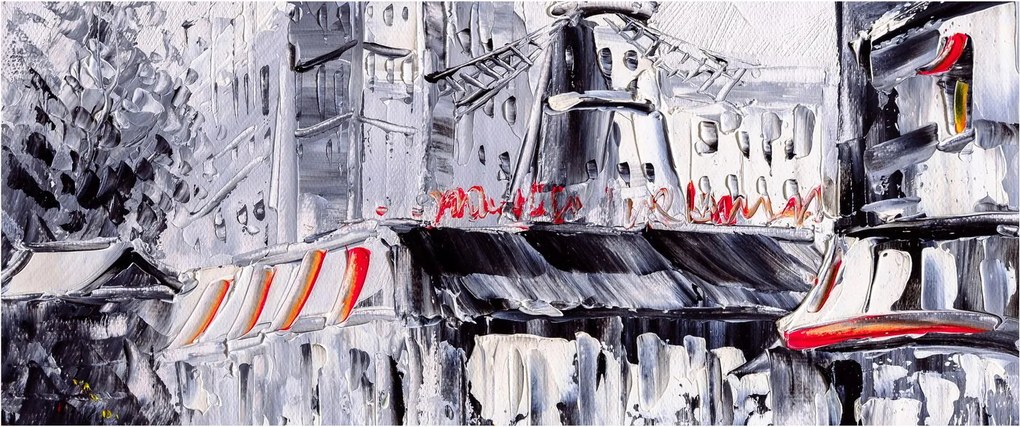 Tablou - Strada din Paris, pictură în ulei (120x50 cm)