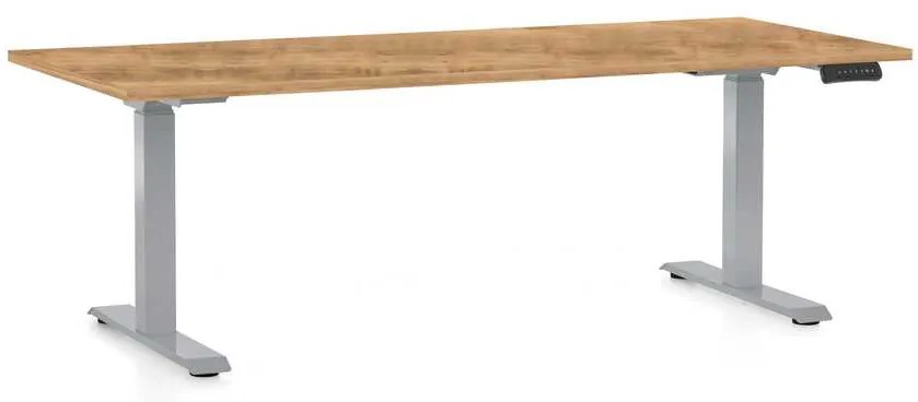 Masă înălțime reglabilă OfficeTech D, 180 x 80 cm, picioare gri, stejar auriu