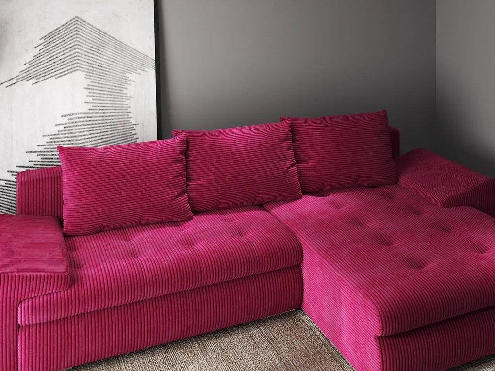 Colțar extensibil dumonde cu ladă de depozitare si sezut confortabil din spuma high-density, Leonardo Zoom Rosu 260x185 cm II