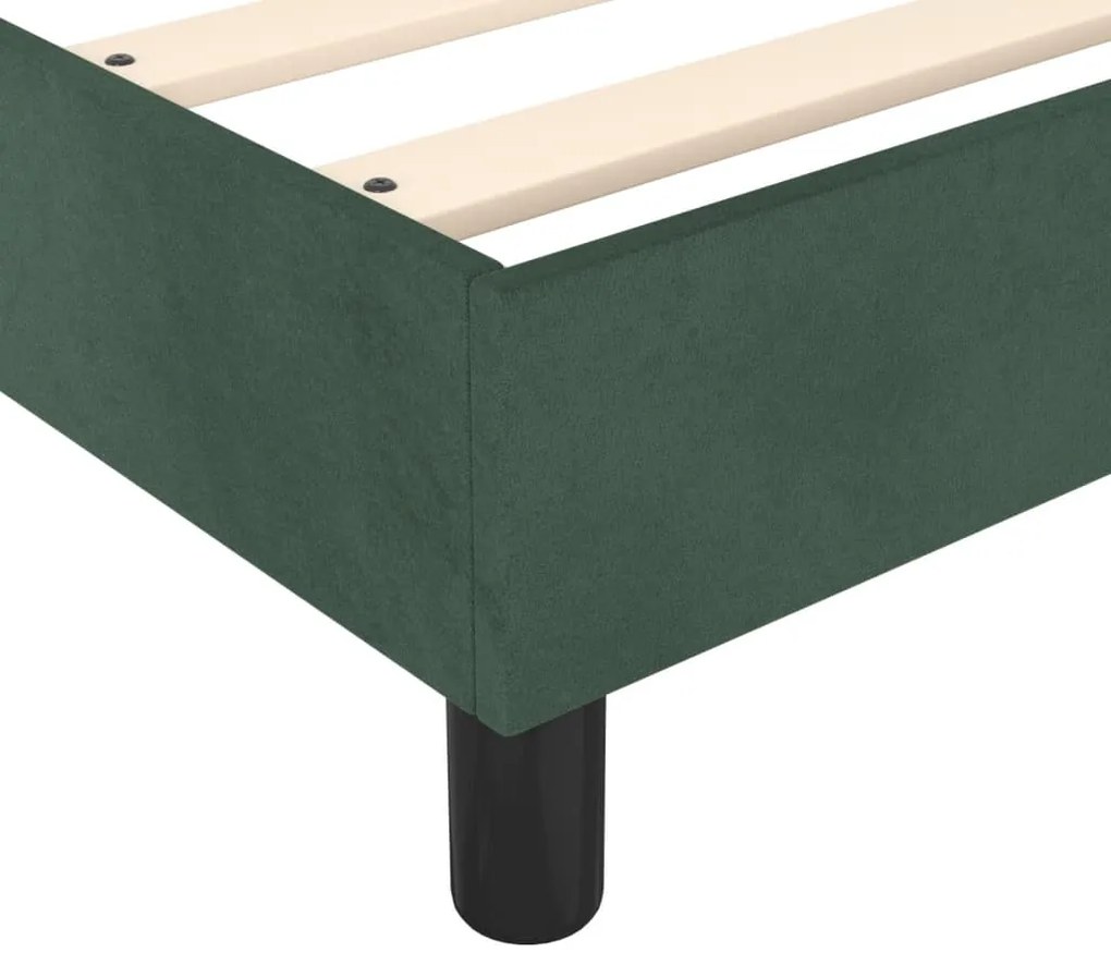 Cadru de pat box spring, verde inchis, 140x190 cm, catifea Verde inchis, 25 cm, 140 x 190 cm