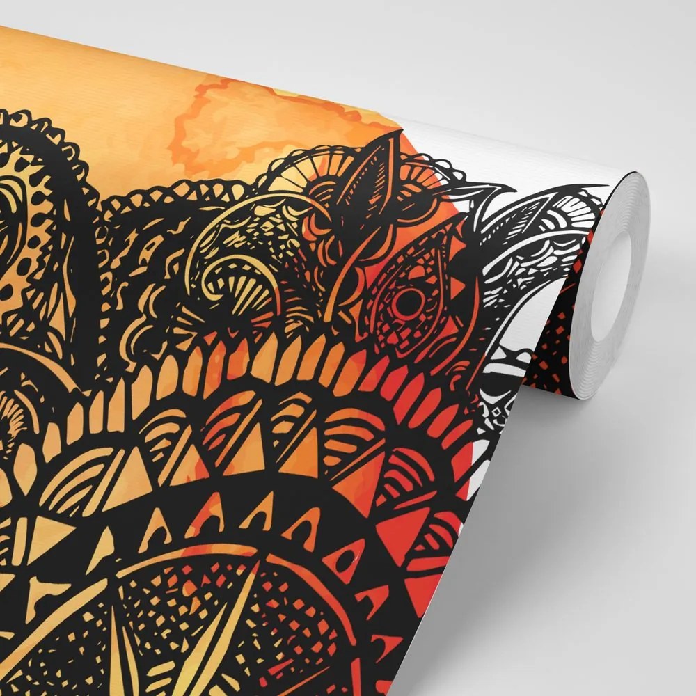 Tapet autoadeziv Mandala acuarel portocaliu