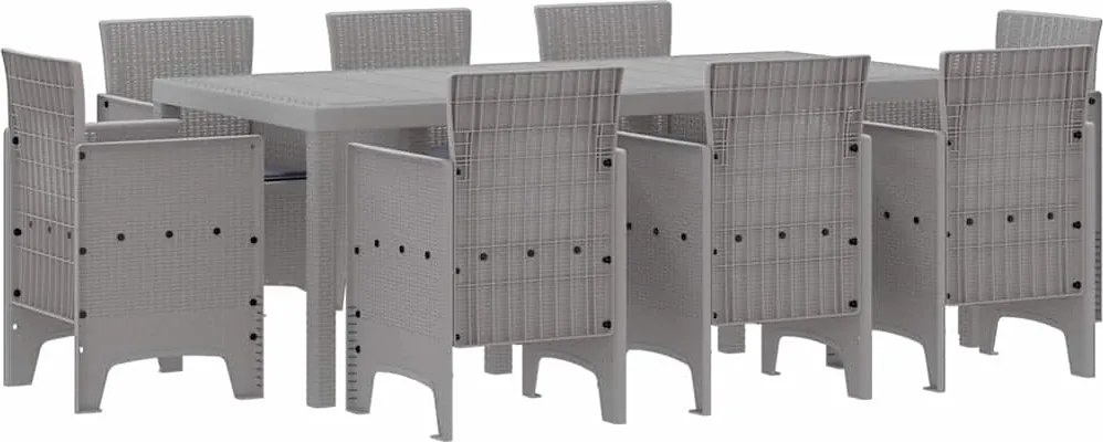 vidaXL Set de masă pentru grădină 9 pcs Gri deschis Polipropilenă