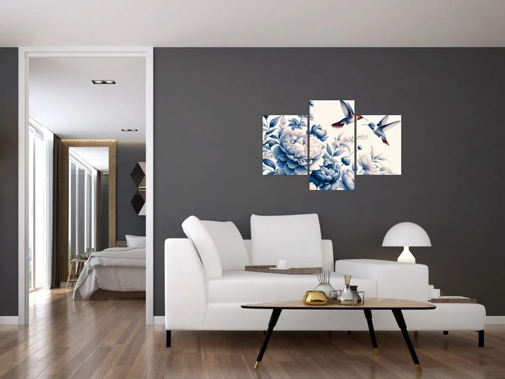 Tablou - Colibri deasupra florii (90x60 cm)