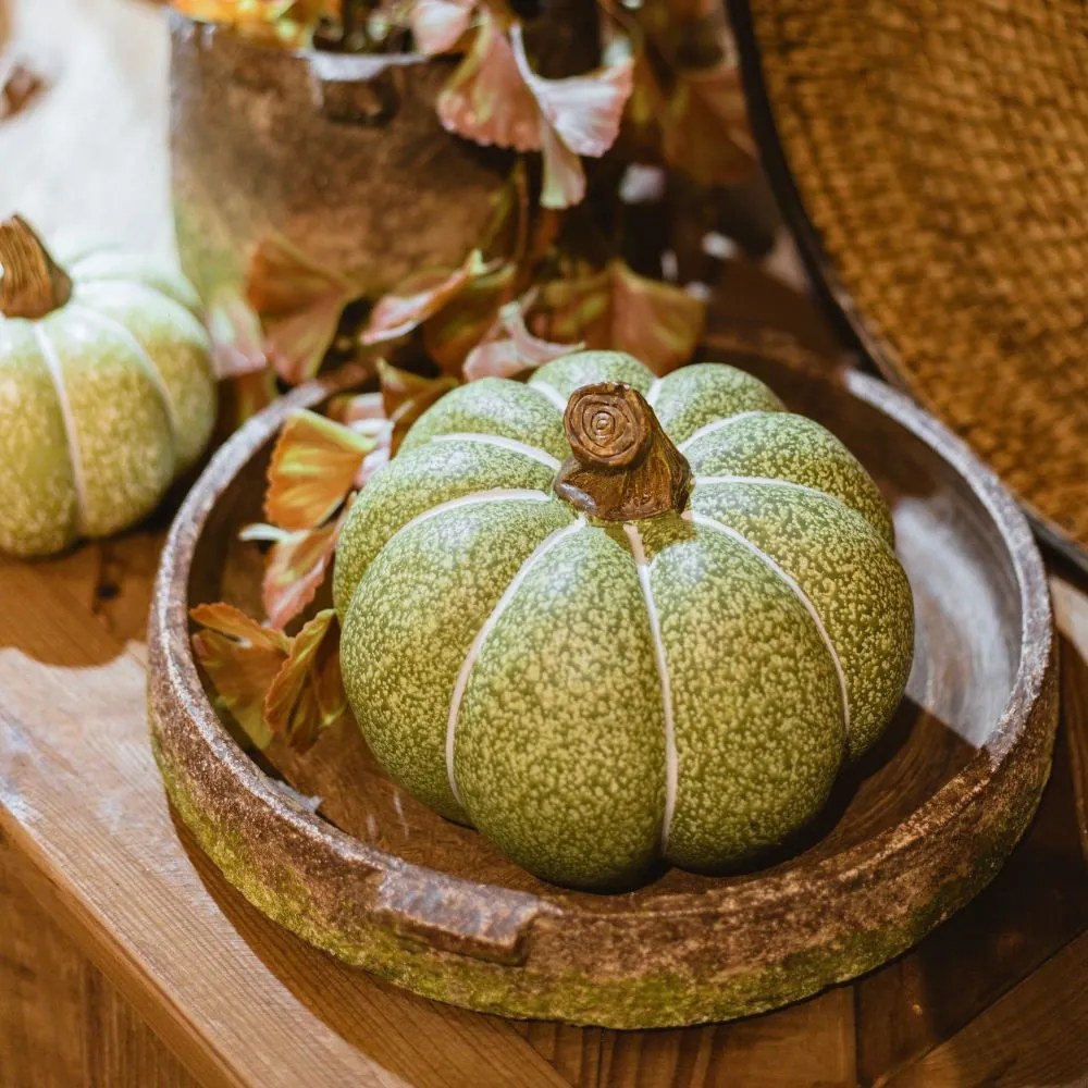 Dovleac decorativ Pumpkin Harvest, verde, 20x15 cm - modele diverse