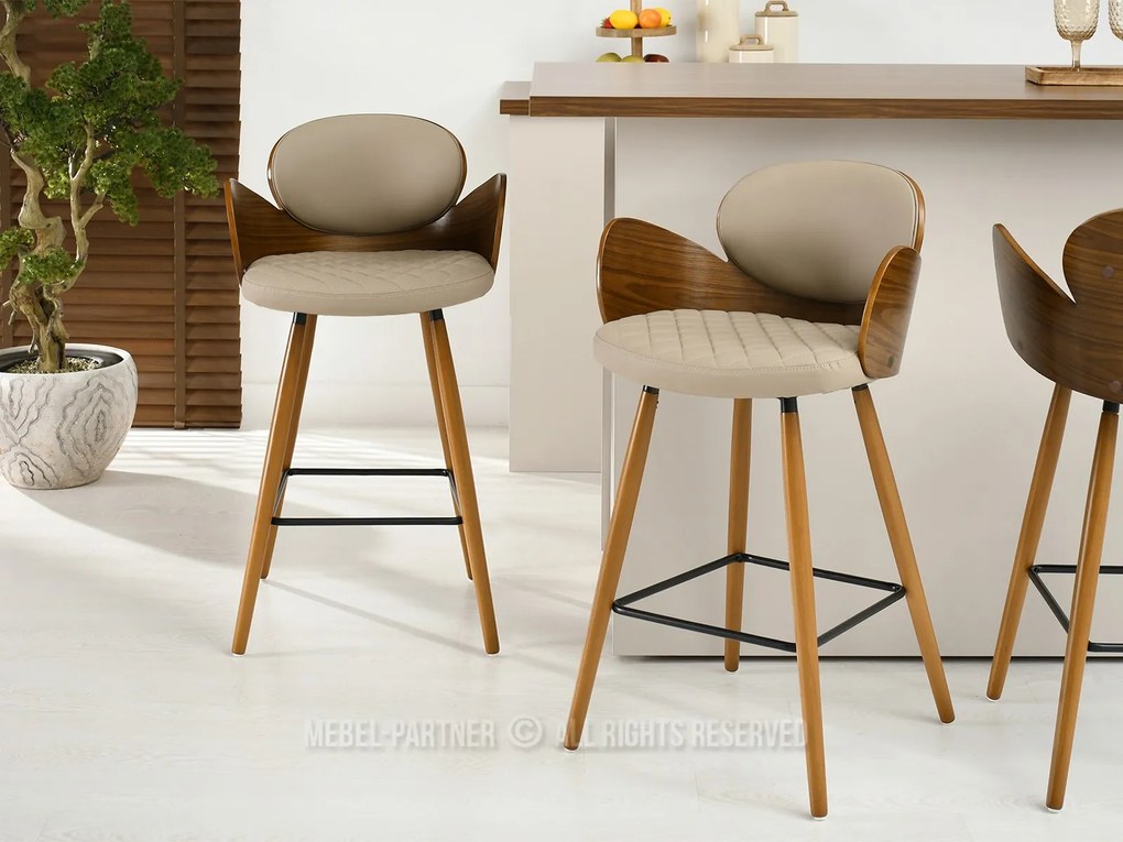 Scaun Aimee H (bej închis + nuc). Promo -16%. 1110637