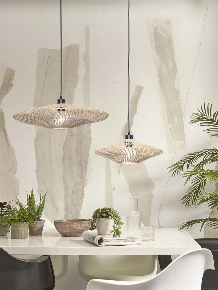 Lustra/Pendul eco din ratan Zanzibar flat 40cm S, white