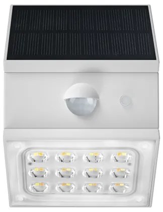 Lampă solară LED de perete cu senzor, 2,5W/3,7V, IP65, 1200 mAh, albă