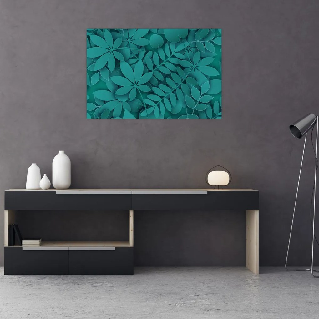 Tablou - Frunze turcoaz (90x60 cm)