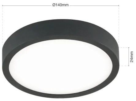 Plafonieră LED Orion DL 7-657/14 BULLY LED/12W/230V d. 14 cm negru