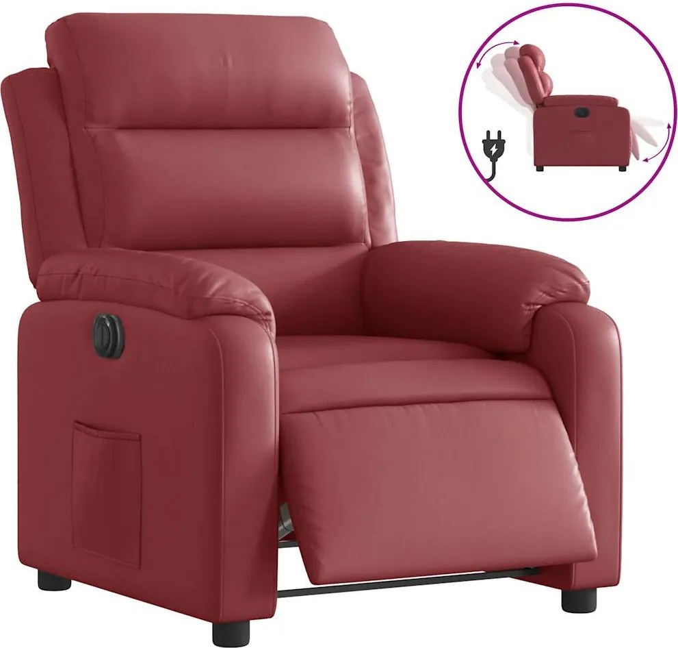 vidaXL Fotoliu rabatabil electric, roșu vin, piele ecologică