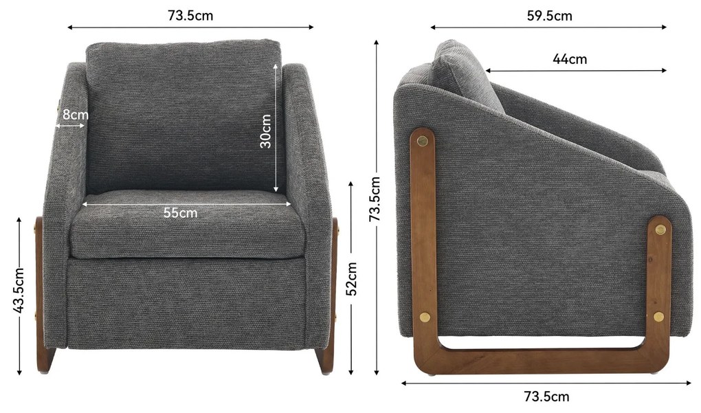 Scaun modern de accent pentru living, Gri | Aosom Romania
