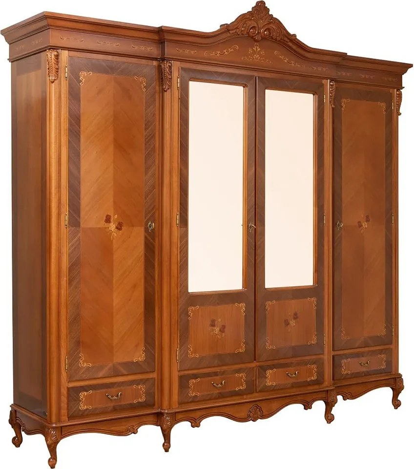 Dulap lemn masiv 4 Uși Edward, 220 × 66 × 252 cm