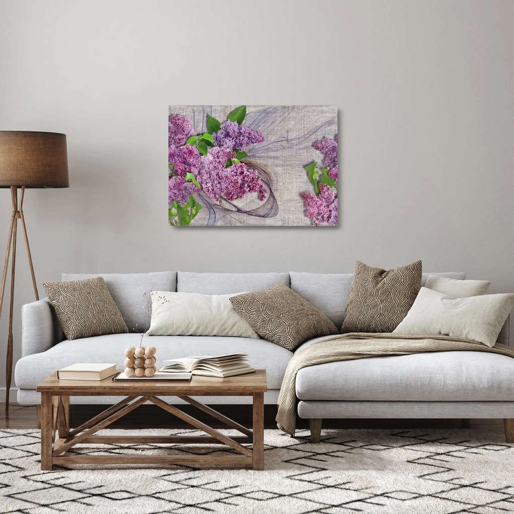 Tablou pe sticlă - Flori de liliac (70x50 cm)