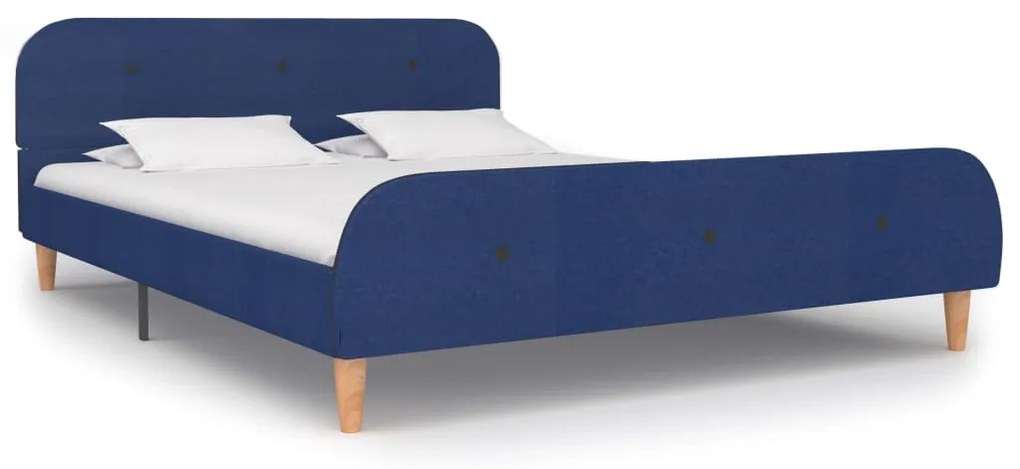 vidaXL Cadru de pat, albastru, 140 x 200 cm, material textil