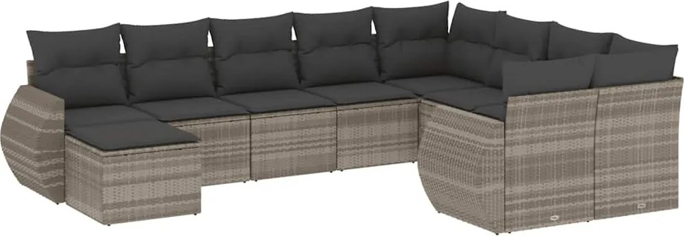 vidaXL Set canapele de grădină cu perne 10 piese gri deschis poliratan