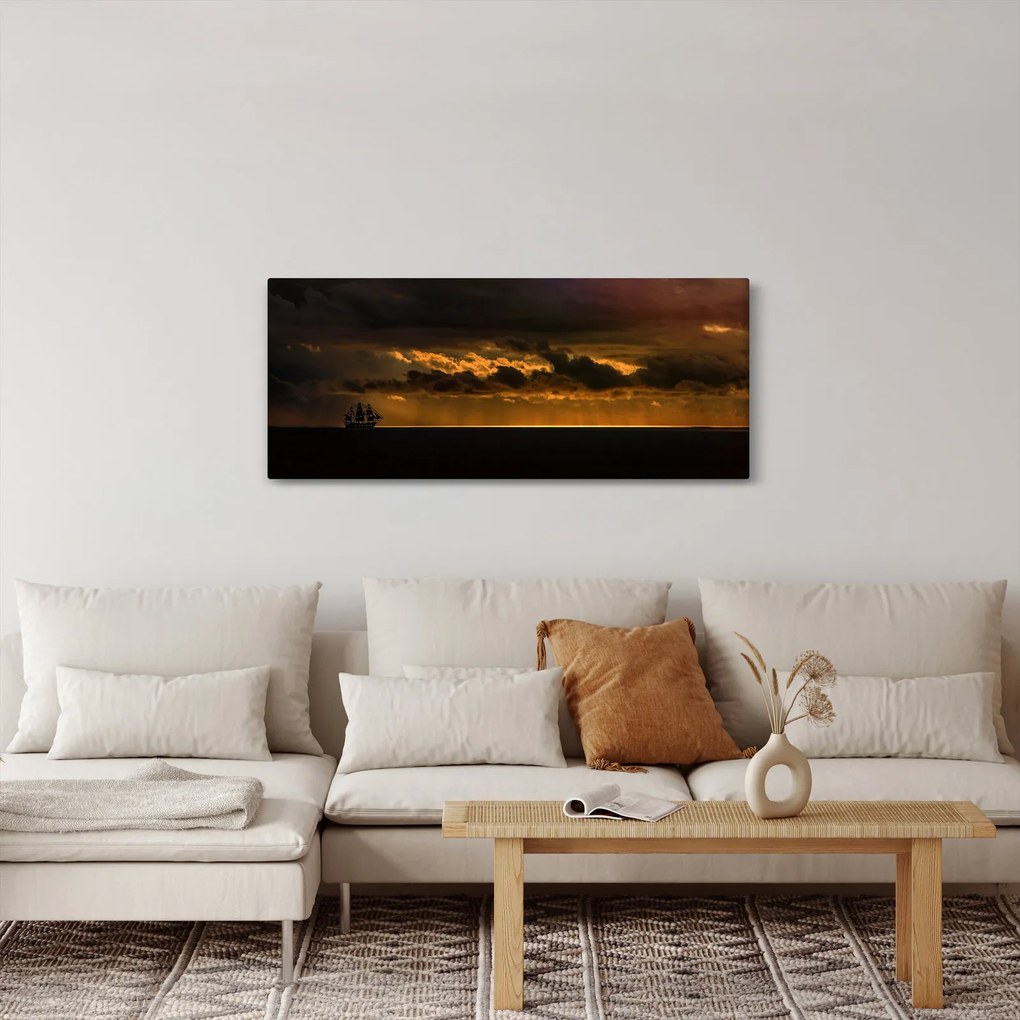 Tablou unei vele în apus de soare (120x50 cm)