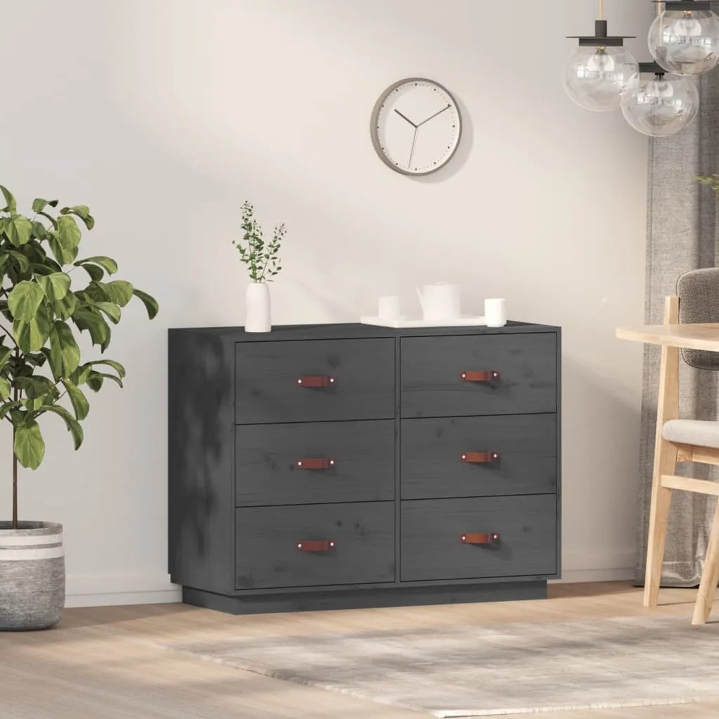 vidaXL Dulap, gri, 100x40x75 cm, lemn masiv de pin