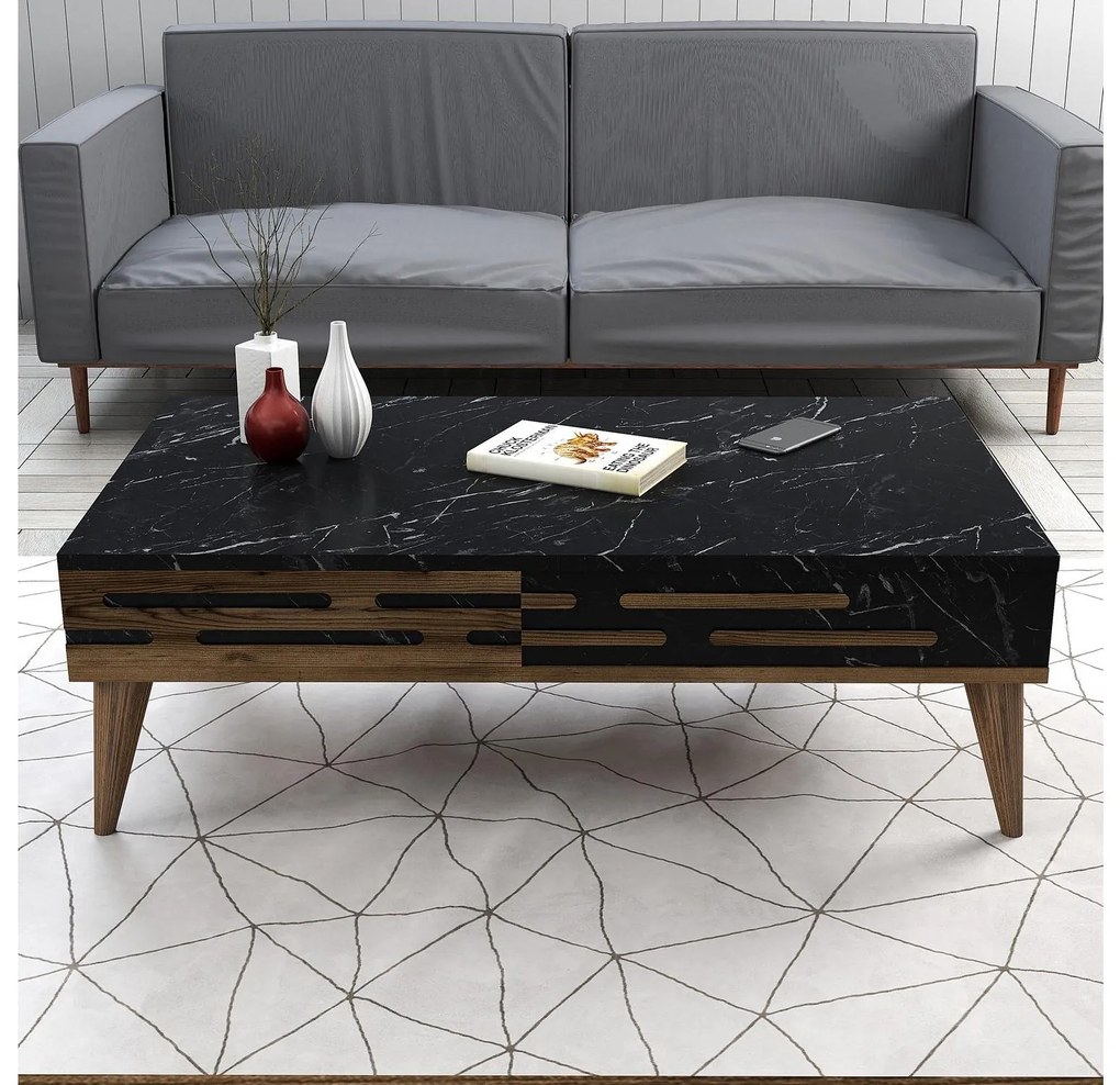 Set mobilier living Valencia (nuc + marmură negru). 1089319