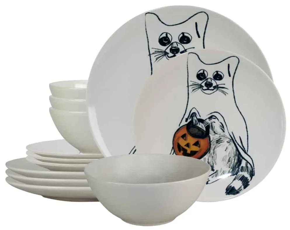 Set Complet Serviciu De Masa, Pumpkin Cat, 12 piese