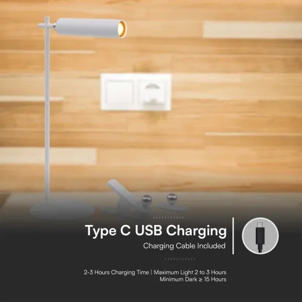 Lampă de birou LED magnetică reglabilă LED/3W/5V 4000K 1500 mAh albă