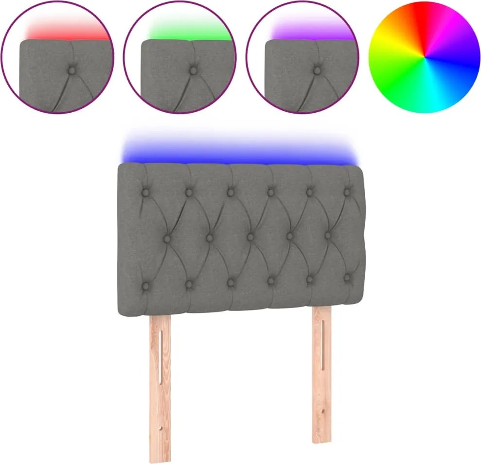 vidaXL Tăblie de pat cu LED, gri deschis, 80x7x78/88 cm, textil