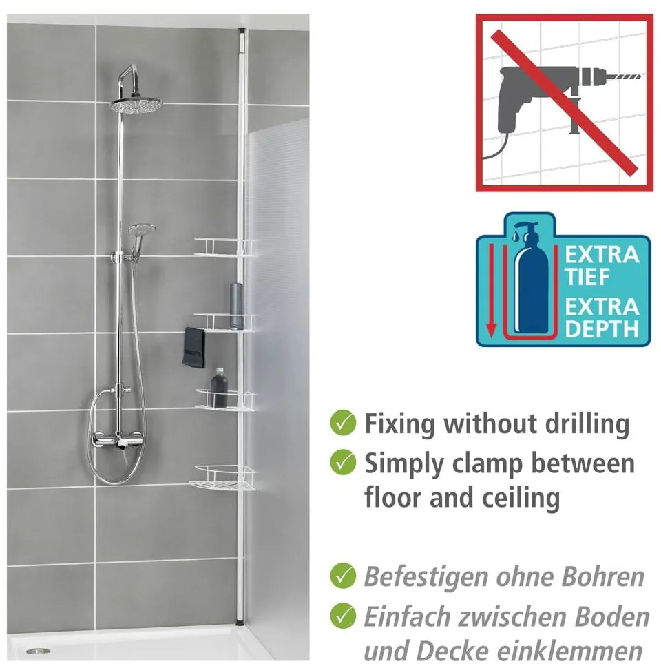 Raft pentru baie alb de colț telescopic din oțel inoxidabil Dolcedo – Wenko