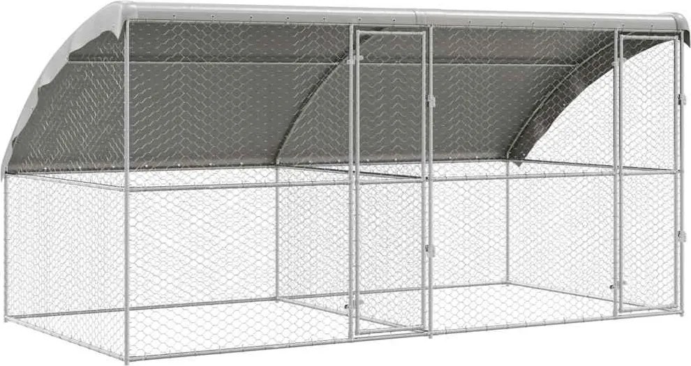 vidaXL Cușcă pentru câini 2 pcs Argintiu 4 x 2 x 2 m Oțel galvanizat