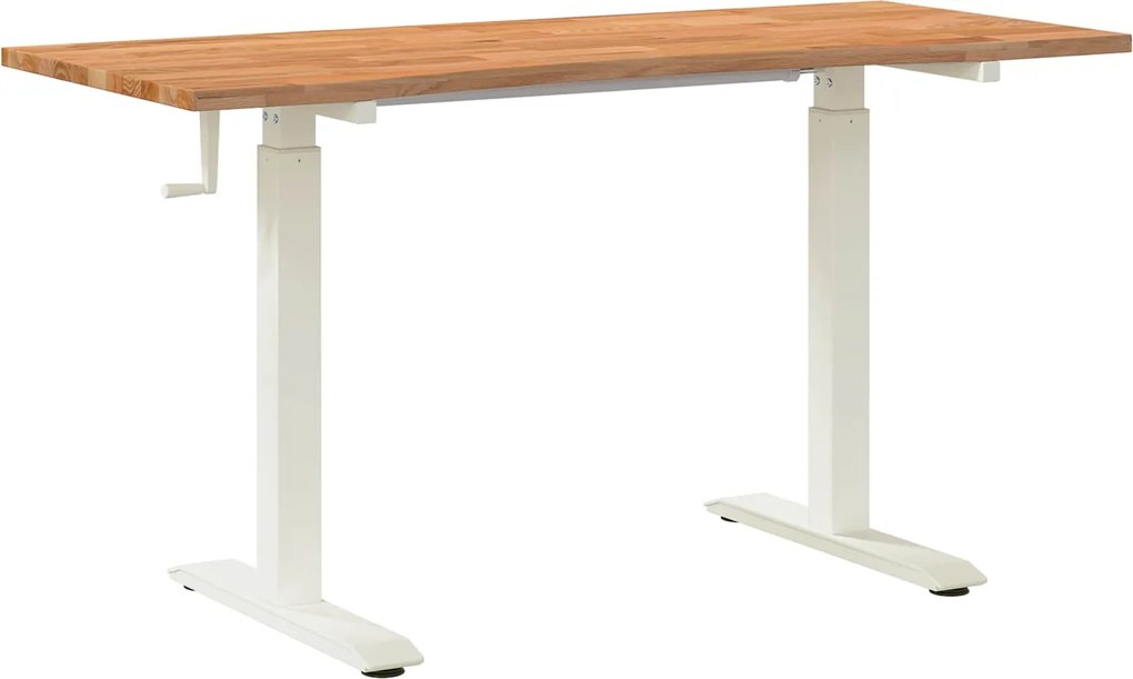 vidaXL Birou Alb și Maro Deschis 140 x 60 cm Lemn de stejar masiv