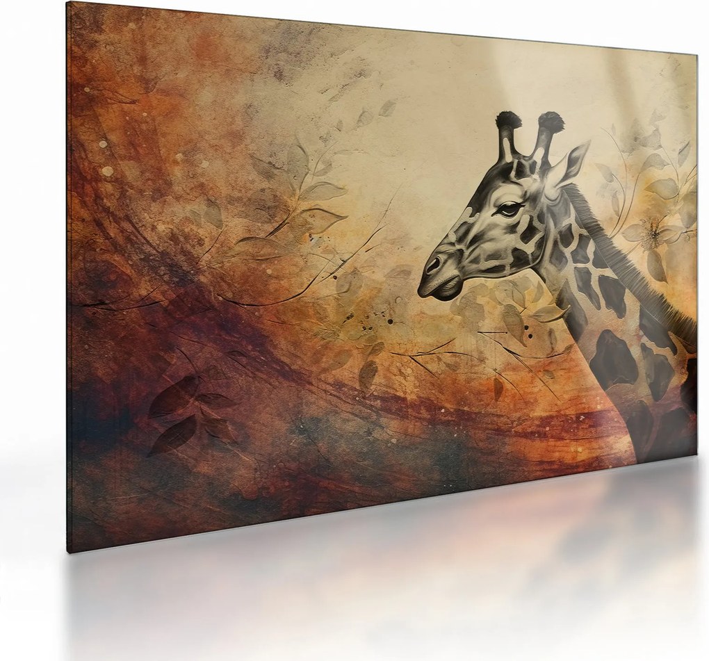 Tablou pe sticlă - Girafă, pictură (70x50 cm)