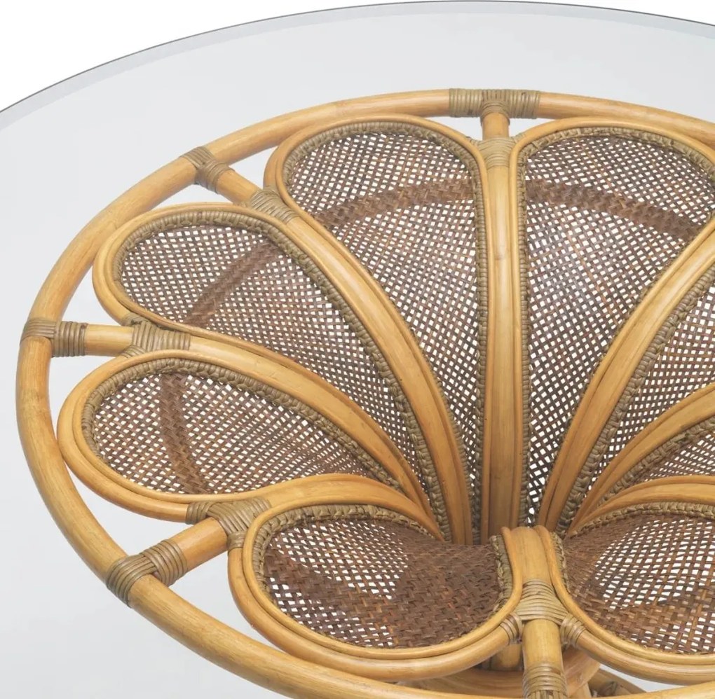 Masa rotunda design LUX, Ratan natural, Sticla, Colony