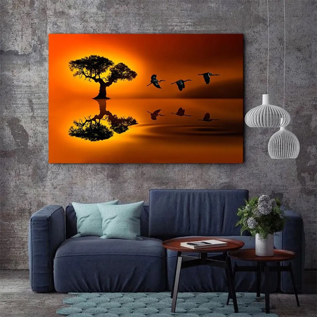 Tablou Canvas - Sunset flight 40 x 65 cm