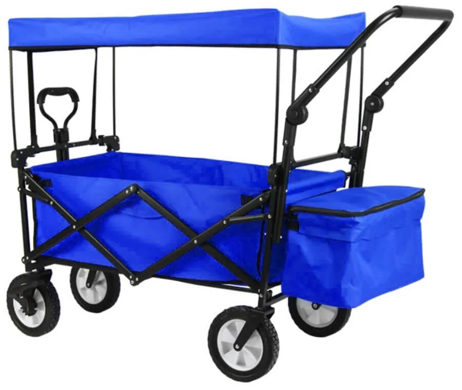 Carucior pliabil cu acoperis, tras-impins, albastru inchis