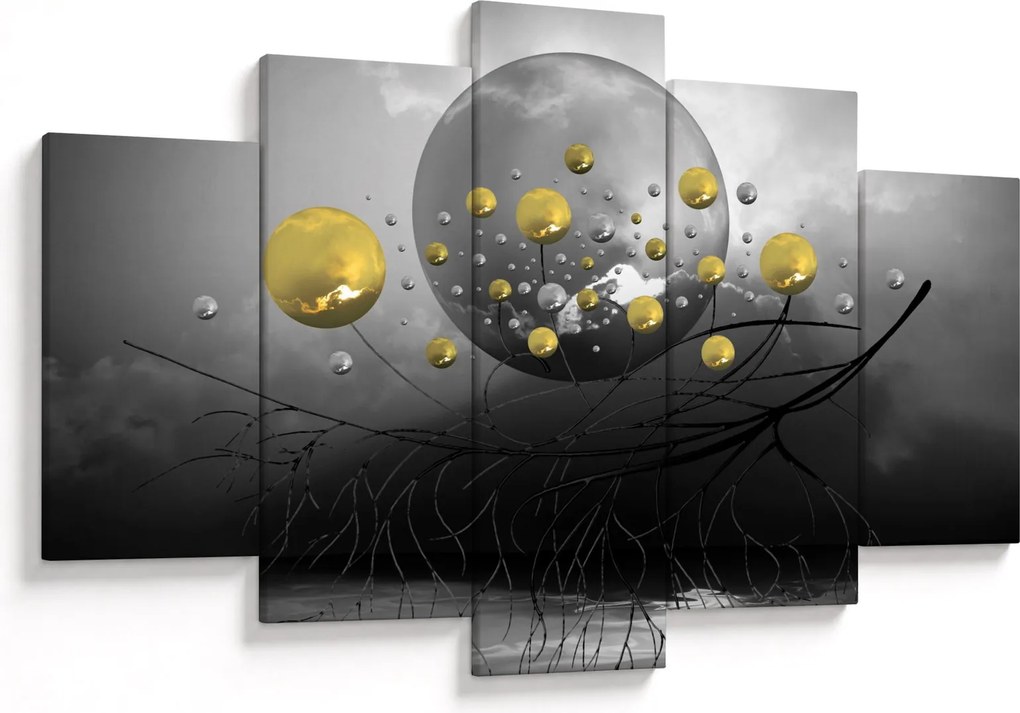 Tabloul cu bile abstracte aurii (150x105 cm)