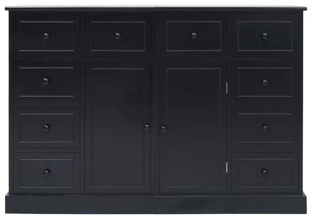 284178 vidaXL Dulap cu 10 sertare, negru, 113x30x79 cm, lemn