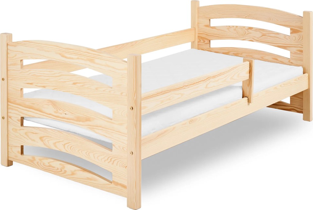 Pat pentru copii MELA 80 x 160 cm, pin Saltele: Saltea EASYSOFT 8 cm, Somiera pat: Cu lamele curbate