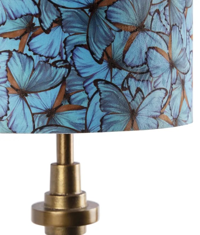 Lampă de masă cu abajur din catifea bronz cu design fluture 40 cm - Diverso
