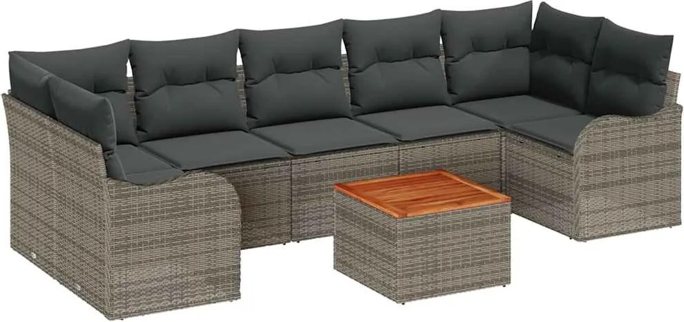 vidaXL Set de canapele pentru grădină 8 pcs Gri poliratan