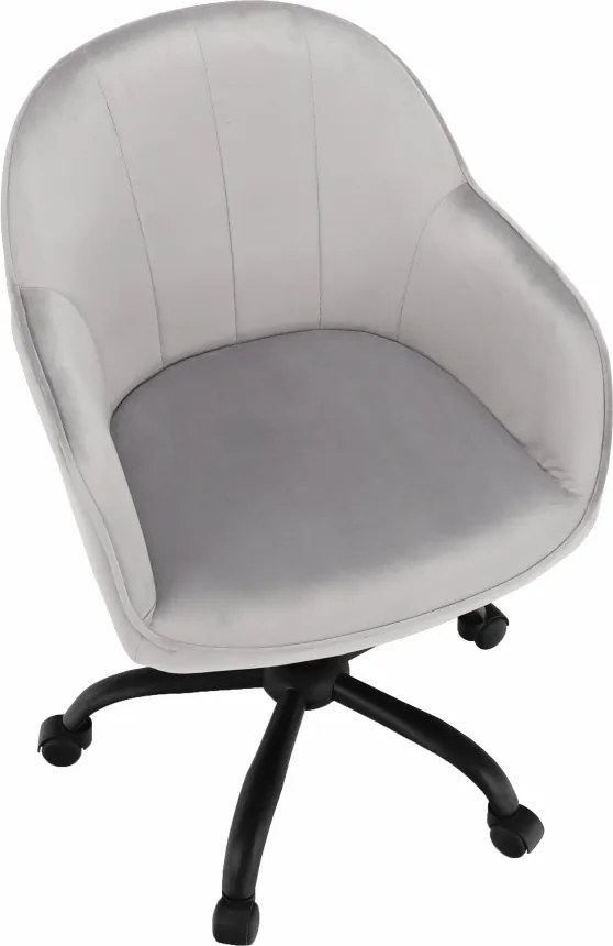 Scaun de birou, material textil din catifea gri deschis / negru, EROL