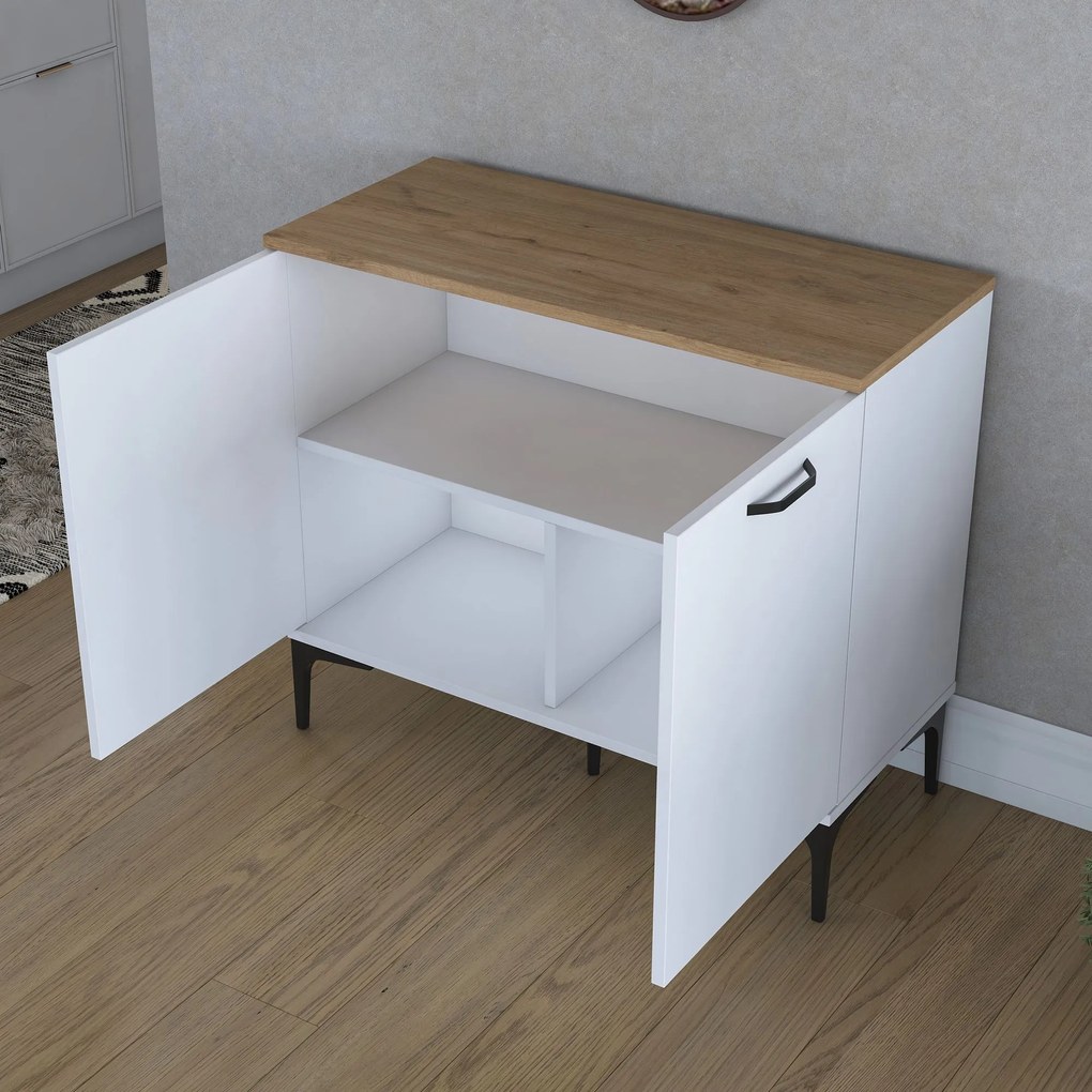 Comodă Jette 90 (nuc + alb). 1127420