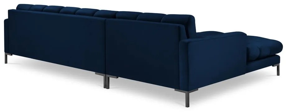 Colțar din catifea cu extensie pe partea stângă Cosmopolitan Design Bali, albastru închis
